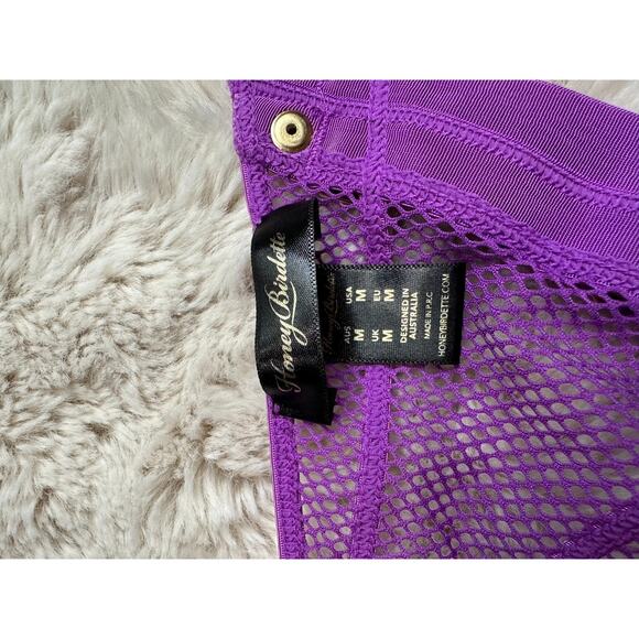 Honey Birdette JASMIN💜 Purple Amethyst 2 Piece Set M Suspender & M Thong - Picture 9 of 9